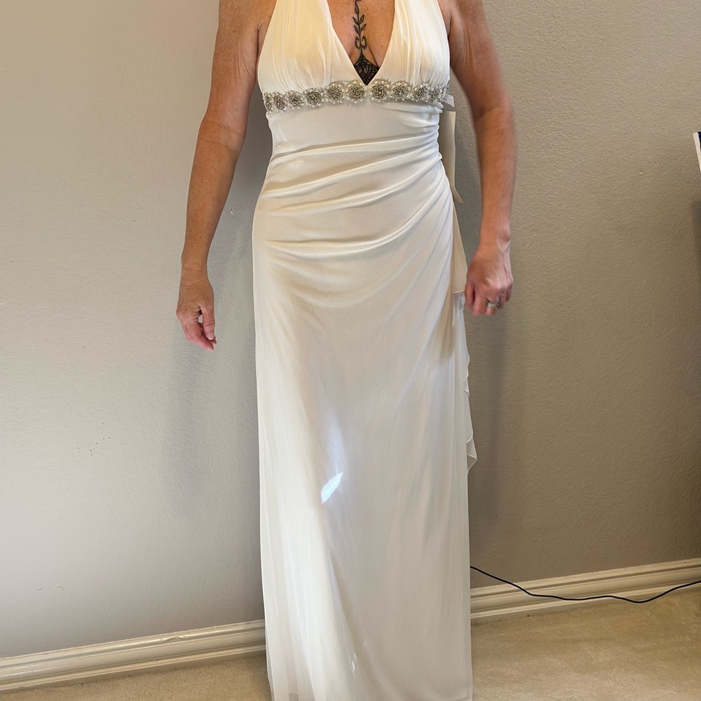 Formal Roberta Bridal White Halter Gown for Weddings